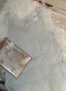NWT LOFT TOP Cami LIght Gray  sz M New!